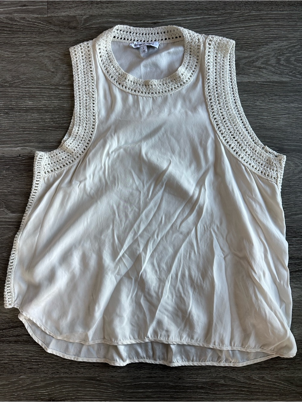 Elizabeth and James White Crochet-Trim Sleeveless Tank